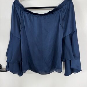 Vince Camuto Navy Off-Shoulder Blouse